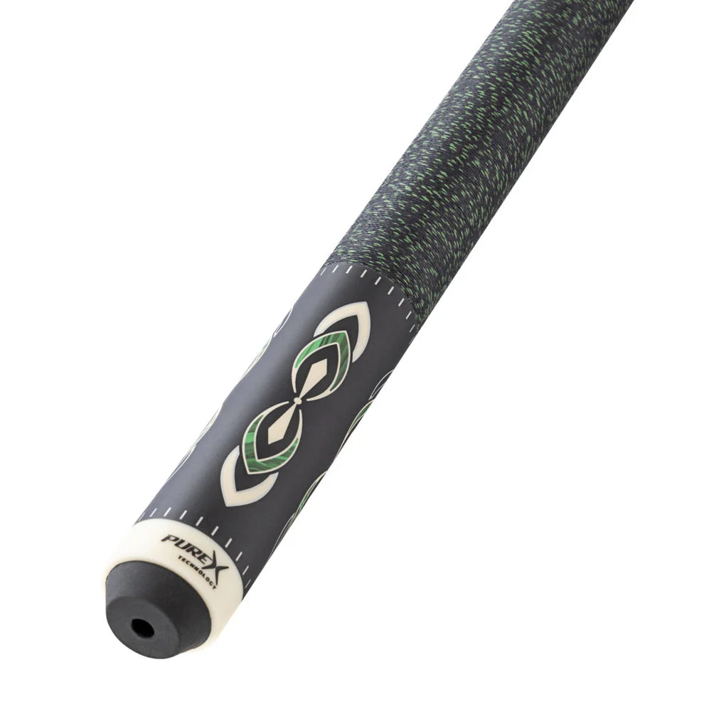 Pure X Matte Black & Malachite/White Cue with Black & Green Linen Wrap