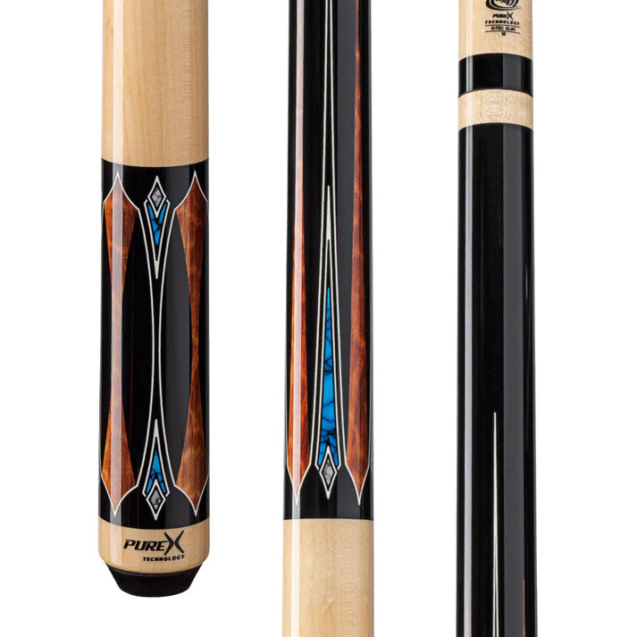 Pure X Midnight Black Apitong & Blue/White Recon Wrapless Cue