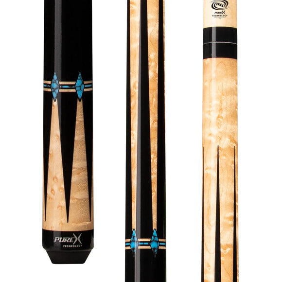 Pure X Natural Birdseye & Black with Blue Recon Wrapless Cue