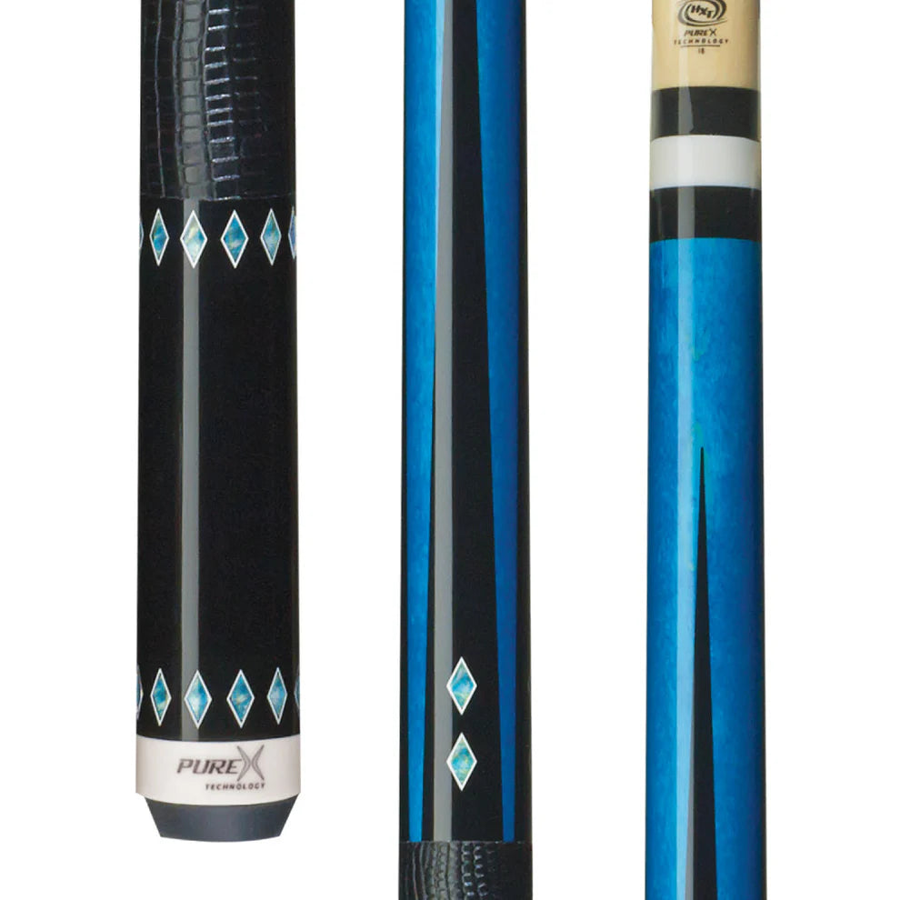 Pure X Teal Birdseye Maple Cue with Embossed Leather Wrap