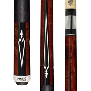 Pure X Walnut Stain Birdseye & Black/White Diamond Cue with Black Linen Wrap