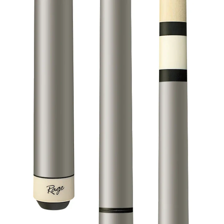 Pool cue with different designs on a white background