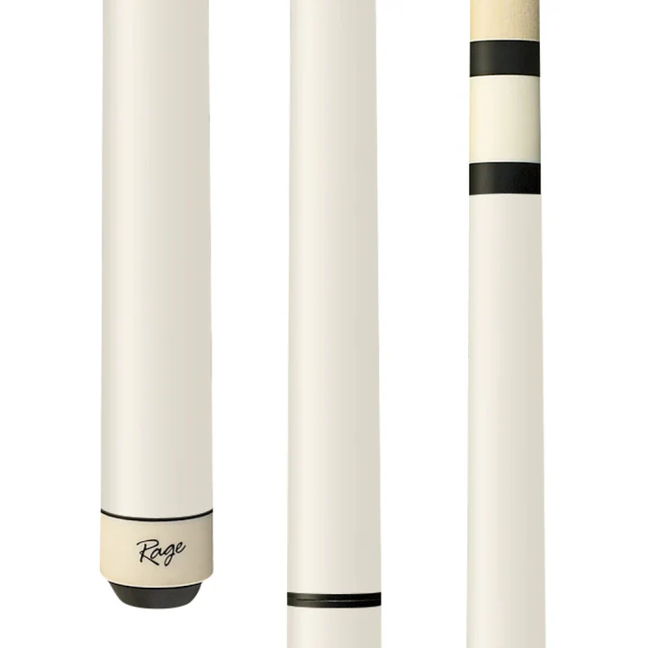 Pool cue with different designs on a white background