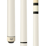 Pool cue with different designs on a white background