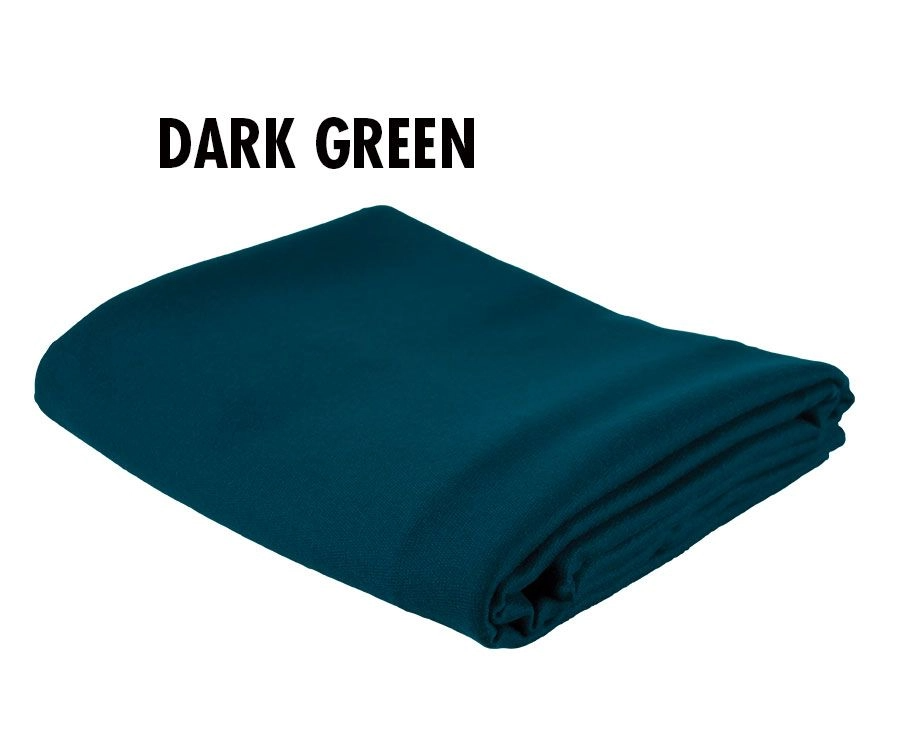 Simonis 860 Billiard Table Cloth in dark green, folded on a white background.