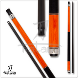 Orange and black pool cue with 'Katana' branding on a white background