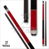 Red and black pool cue with 'Katana' branding on a white background