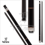 Black pool cue with silver ferrule on a white background, featuring the Katana brand.