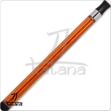 Wooden pool cue with on a white background, featuring the 'Katana' brand.