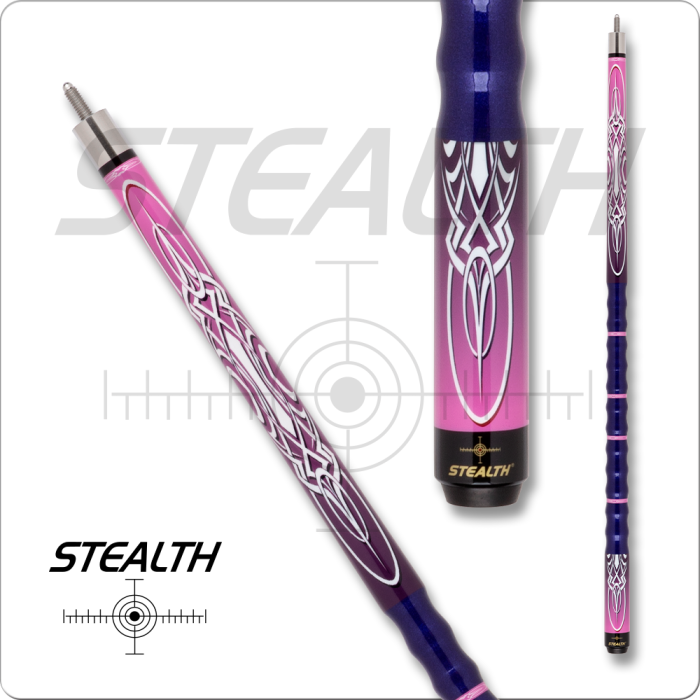 Purple and pink archery bow with 'Stealth' branding on a white background