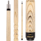 Wooden pool cue with 'Stealth' branding on a white background