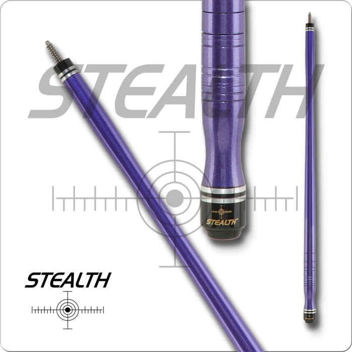 Purple cue with 'Stealth' branding on a white background
