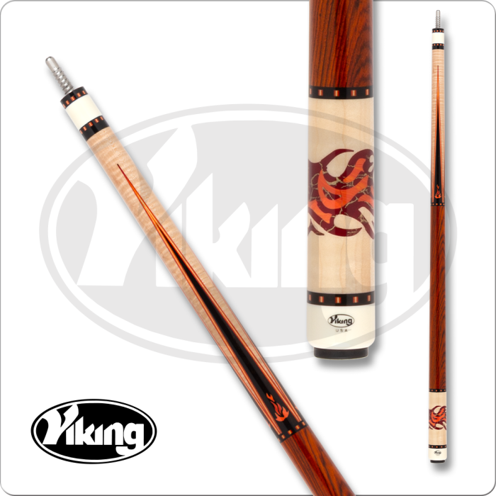 Viking pool cue with case and tip on a white background
