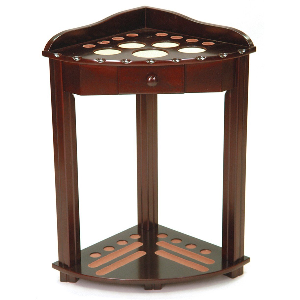 Imperial Deluxe Corner Cue Rack with Drawer in Mahogany
