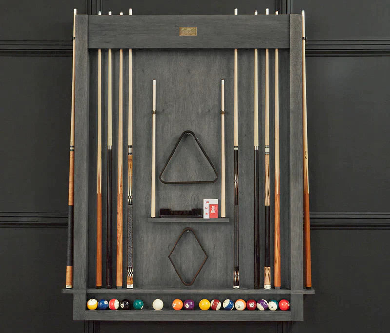 American Heritage Alta Wall Mounted 12 Cue Holder Rack in Charcoal