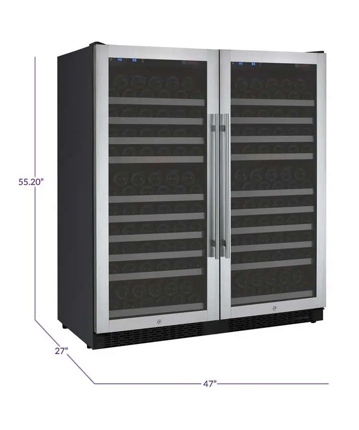 Allavino 47" Wide FlexCount II Tru-Vino 256 Bottle Dual Zone Stainless Steel Side-by-Side Wine Refrigerator