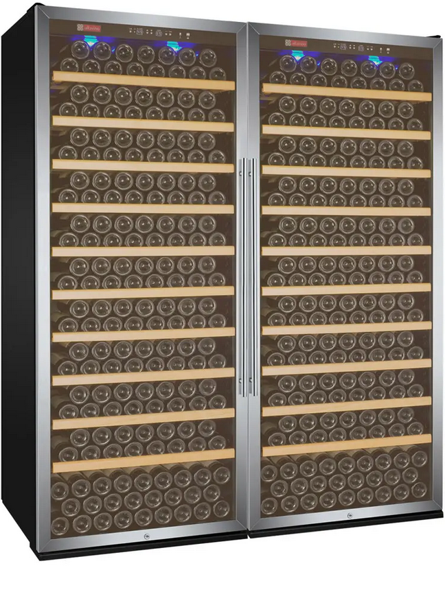 Allavino 63" Wide Vite II Tru-Vino 554 Bottle Dual Zone Stainless Steel Side-by-Side Wine Refrigerator