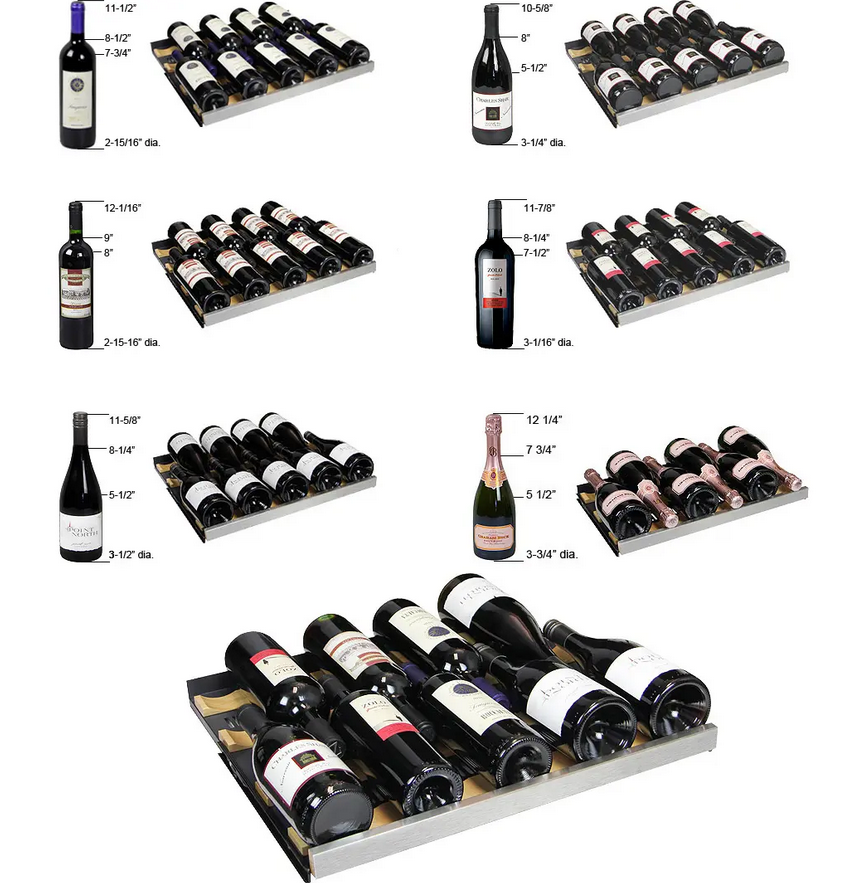 Allavino 47" Wide FlexCount II Tru-Vino 242 Bottle Four Zone Stainless Steel Side-by-Side Wine Refrigerator