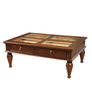Quality Importers Glass Top Coffee Table Humidor in Mahogany