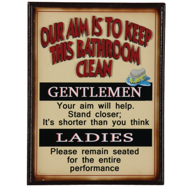RAM Game Room “Our Aim Is to Keep This Bathroom Clean” Wall Art Sign