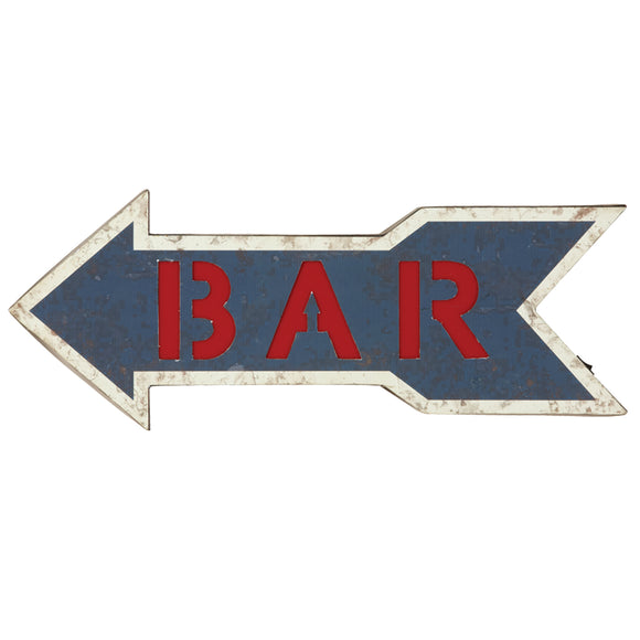 RAM Game Room “Bar” Arrow Metal Wall Art Sign (Blue)