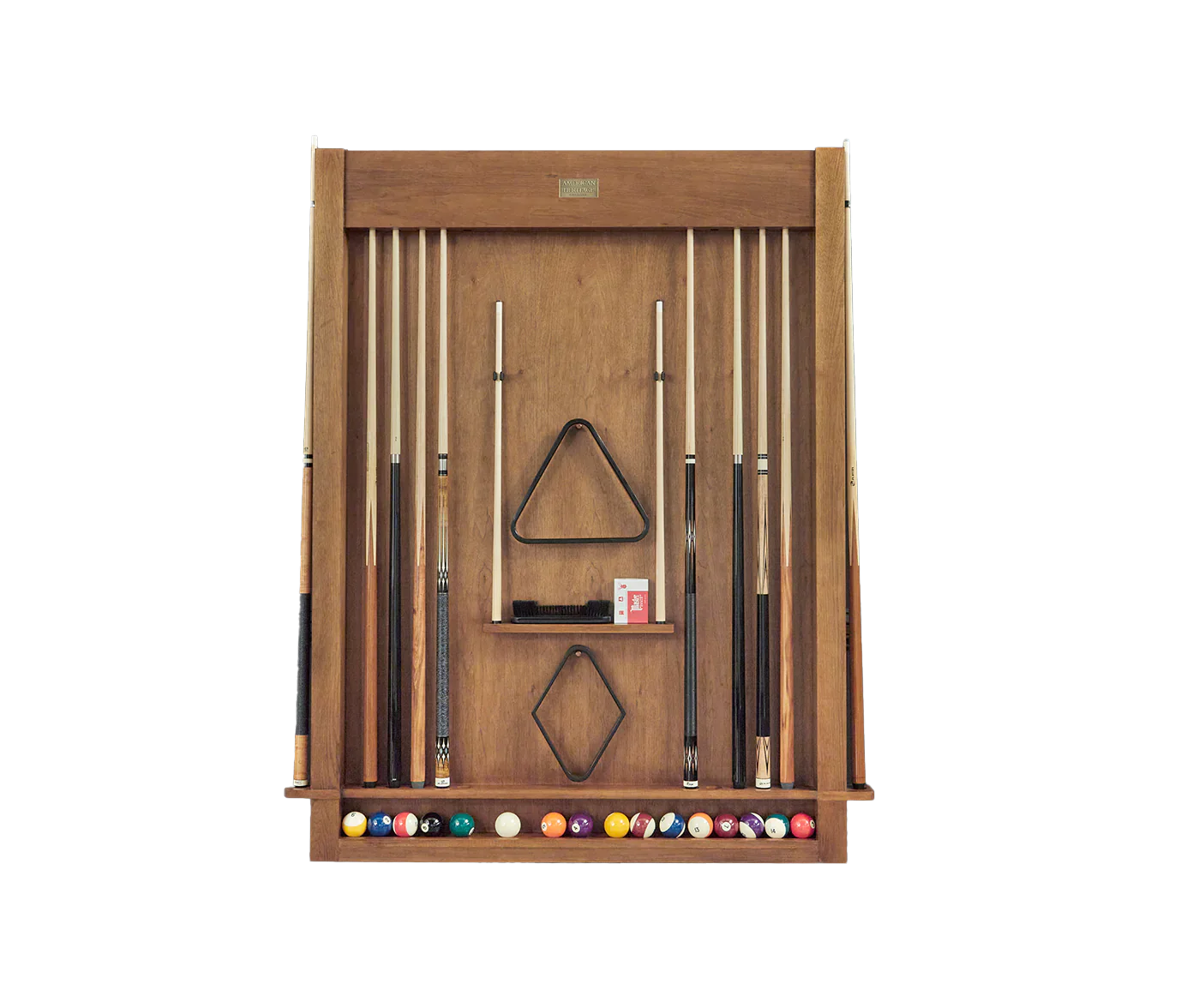 American Heritage Alta Wall Mounted 12 Cue Holder Rack in Brushed Walnut
