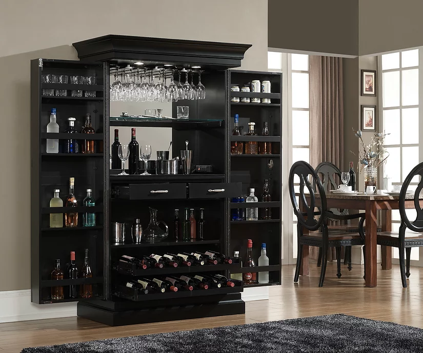 American Heritage Billiards Angelina Wine Cabinet in Black