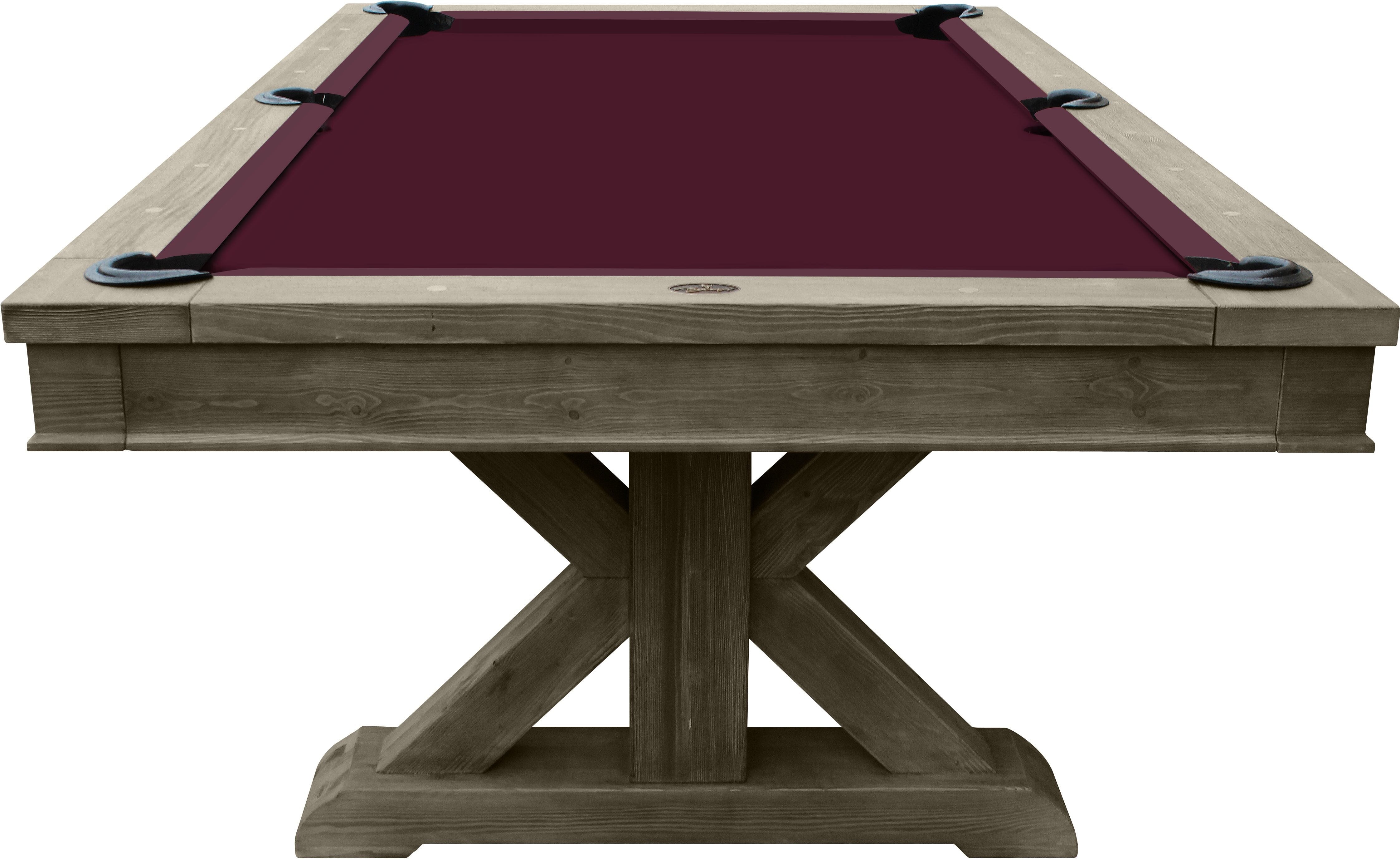 Playcraft Brazos River 8' Slate Pool Table w/ Leather Drop Pockets in Weathered Gray