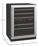 Allavino 24" Wide FlexCount II Tru-Vino 56 Bottle Dual Zone Stainless Steel Left Hinge Wine Refrigerator